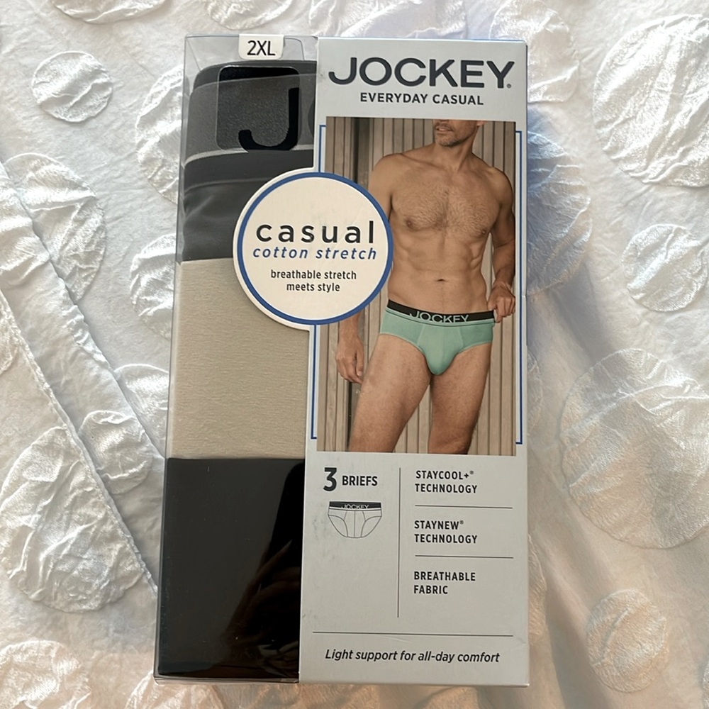 NIP- Jockey - Men’s 2XL. 3 pack briefs